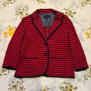 Talbots Size MP Red/Black Striped Blazer